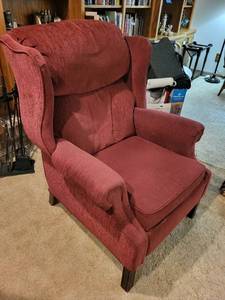 lot 400 image: Used Red Wingback Armchair with Minor Wear