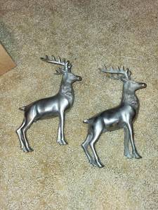 lot 411 image: Pair of Metallic Reindeer Figurines