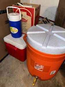 lot 429 image: Collection of Water Coolers and Jugs Including Home Depot and Coleman