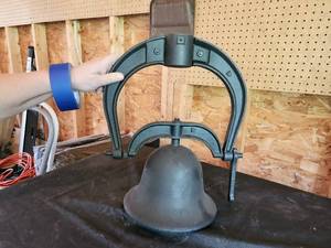 lot 54 image: Vintage Cast Iron School Bell with Adjustable Yoke