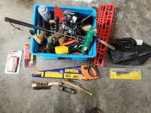 lot 59 image: Assortment of Hand Tools and Accessories in Storage Box