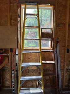 lot 64 image: Keller Professional Grade Fiberglass Step Ladder 8ft and Wood Ladder