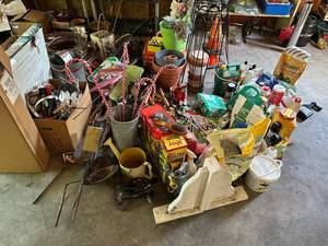 lot 73 image: Large Collection of Garden Accessories, Seasonal Yard Decorations, and LawnGarden Care