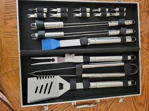 lot 106 image: Stainless Steel BBQ Grill Tool Set with Aluminum Case