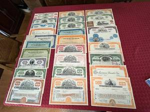lot 130 image: Collection of Vintage Stock Certificates - Mixed Companies
