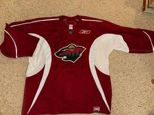 Autographed Minnesota Wild Hockey Jersey, Size 56