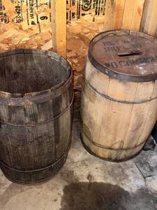 lot 170 image: Pair of Rustic Wooden Barrels
