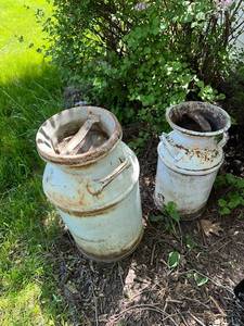 lot 174 image: Pair of Vintage Metal Milk Cans