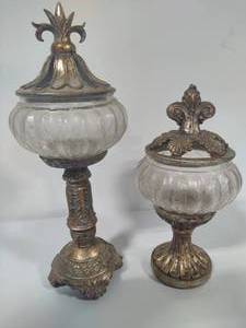 lot 41 image: Crackle Glass Candle Holders