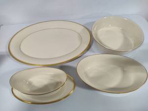 lot 56 image: Lenox Eternal Gold Rim Serving Pieces