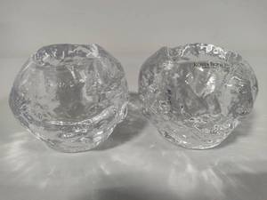 lot 33 image: Kosta Boda Snowball Candle Holders