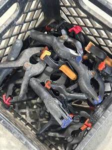 lot 19 image: Crate Full of Wood Clamps