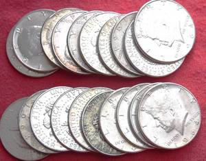 lot 479 image: TWENTY (20) 90% SILVER KENNEDY HALF DOLLARS