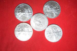 lot 493 image: FIVE (5) 2018 SILVER EAGLES