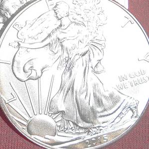 lot 500 image: FIVE (5) 2015 SILVER EAGLES