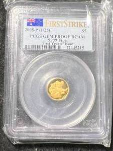 1/25TH TROY OZ .9999 PURE GOLD 2008 AUSTALIAN KOALA PCGS GEM PROOF DCAM