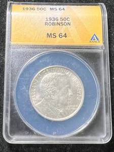 1936 US JOSEPH T. ROBINSON COMMEM HALF DOLLAR ANACS MS64