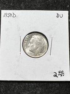 lot 08 image: 1959-D US ROOSEVELT DIME BU