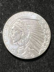lot 09 image: 1 TROY OZ .999 FINE SILVER GOLD INDIAN ROUND