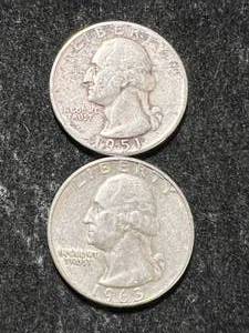 lot 59 image: 2 US WASHINGTON QUARTERS 1951 1963