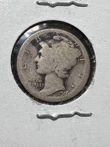 lot 74 image: 1916 US MERCURY DIME