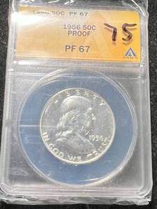 lot 75 image: 1956 US PROOF FRANKLIN HALF DOLLAR ANACS PF67