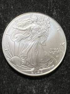 lot 77 image: 2025 AMERICAN SILVER EAGLE 1 TROY OZ .999 FINE SILVER