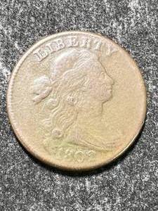 lot 78 image: 1802 US FLOWING HAIR LARGE CENT VF