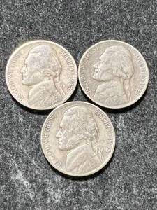 lot 87 image: 3 US SILVER WAR NICKELS