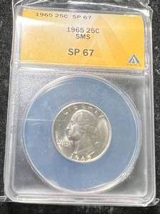 lot 93 image: 1965 PROOF WASHINGTON QUARTER ANACS SP67