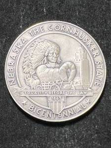 lot 97 image: 4 TROY OZ .999 FINE SILVER NEBRASKA ROUND