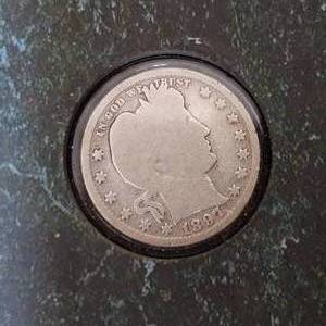 lot 8 image: 1897 Barber 25c