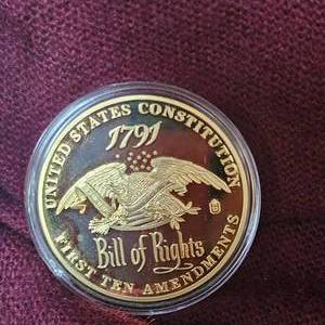 lot 26 image: US Constitution Gold Gilded Bill of Rights Coin