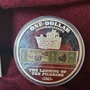 lot 27 image: Historical 1863 $1 Pilgrims Landing Replica