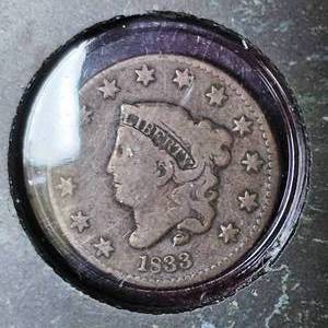 lot 43 image: 1833 Liberty Head Large Cent