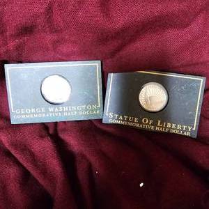 lot 45 image: Washington Commemorative Half Dollar and Statue of Liberty Commemorative Half Dollar
