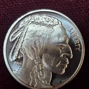 lot 60 image: 1 oz Big ChiefBuffalo Silver Round