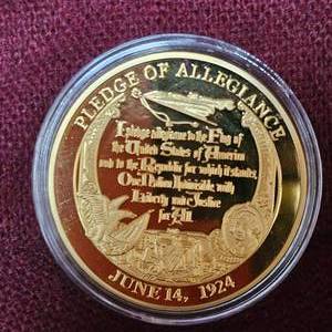 lot 67 image: Pledge of Allegiance Symbols of Freedom Coin Layered in 24kt Gold