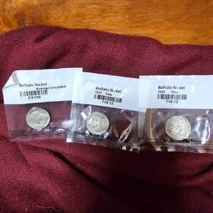 lot 72 image: 3-Fine Condition Buffalo Nickels