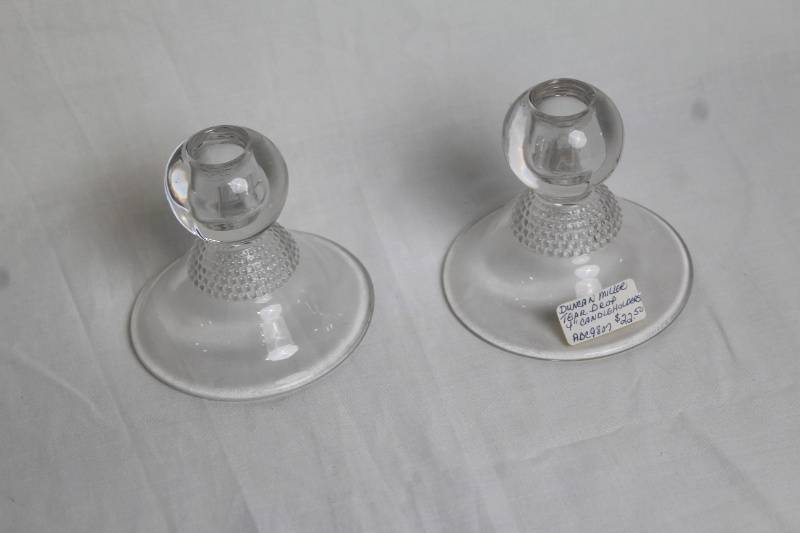 lot 192 image: Pair of Duncan Miller Tear Drop 4 Candleholders