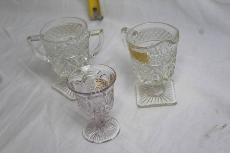 lot 66 image: Set of 3 Vintage Glass Sugar Bowls and Creamer