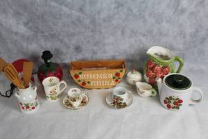 lot 19 image: Assorted Collection of Strawberry-Themed Kitchenware and China
