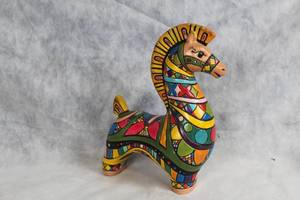 lot 26 image: Colorful Hand-Painted Ceramic Horse Sculpture by Rose 1967
