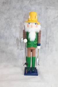 lot 57 image: 15-Inch Fisherman Nutcracker with Fishing Rod and Fish Decor