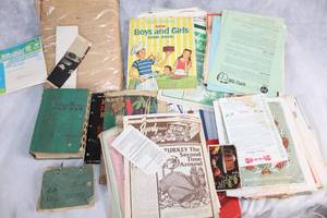 lot 60 image: Collection of Vintage and Modern Cookbooks and Recipe Clippings