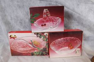 lot 113 image: Set of 3 Mikasa Crystal Holiday Bells Serveware