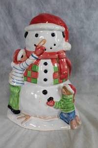 lot 149 image: LivingQuarters Ceramic Snowman Cookie Jar - Christmas Village Collection