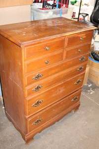 lot A-178Y image: Vintage Wooden Chest of Drawers with Brass Hardware