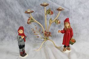 lot 195 image: Norway Candydesigns Figurines and Floral Candelabra Set