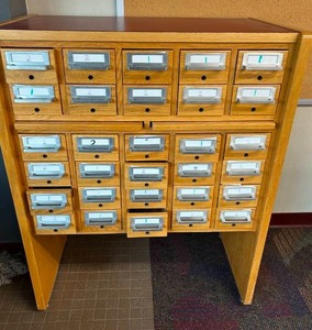 lot 94 image: VINTAGE CARD CATALOGUE CABINET